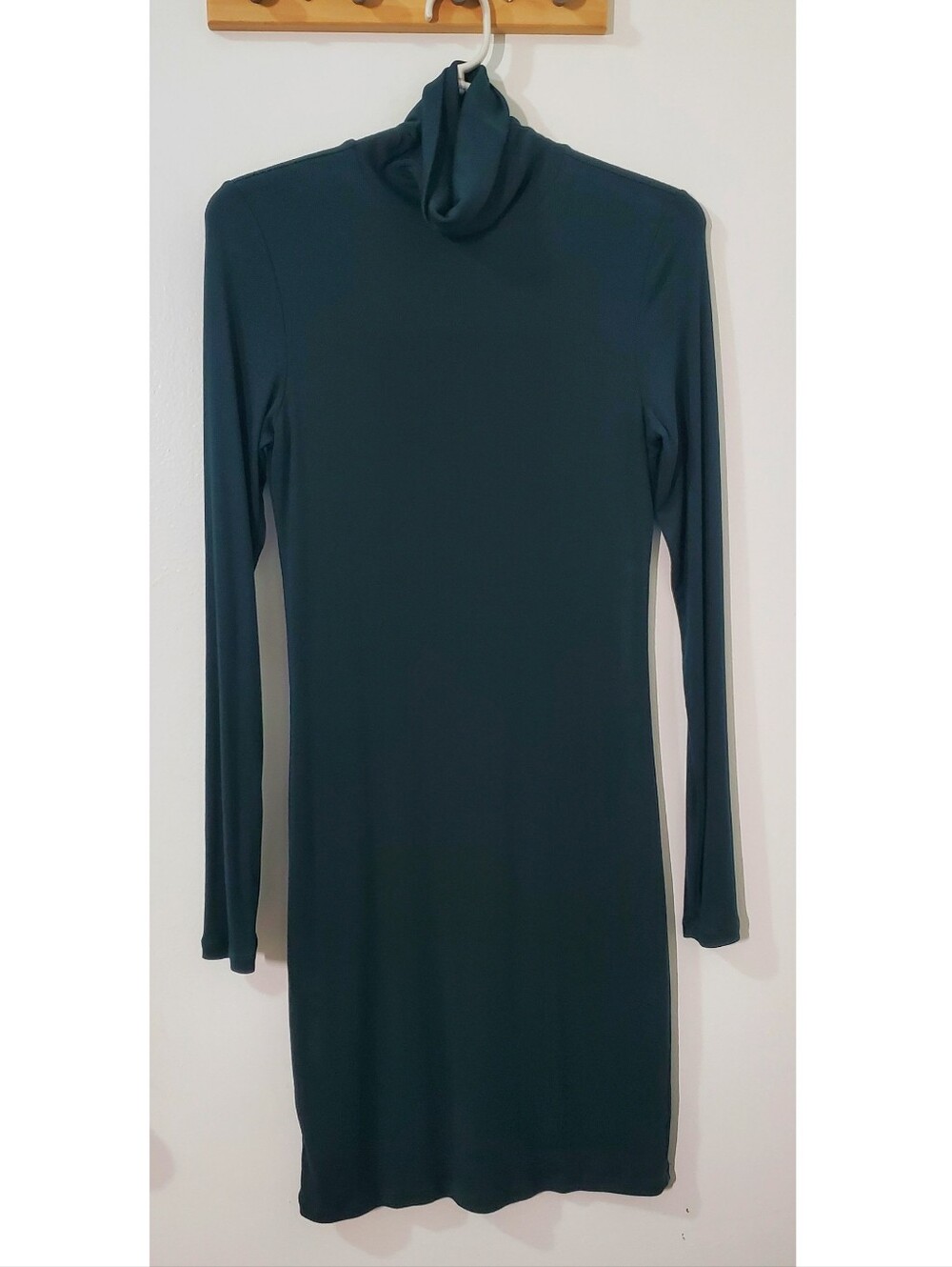 Aritzia Talula Long Sleeve Turtleneck Bodycon Dress in Deep Teal